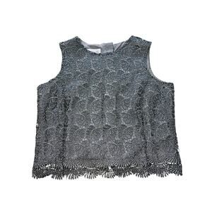 VTG 80s Talbots Shiny Lace Top Size 12 Petite Formal Fancy Button Back